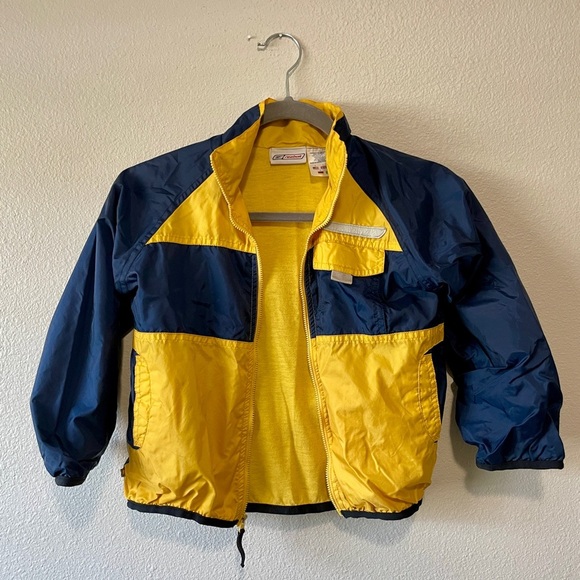 Reebok | Vintage Kids Windbreaker Jacket | Navy/Yellow Retro Track Style - Picture 1 of 6